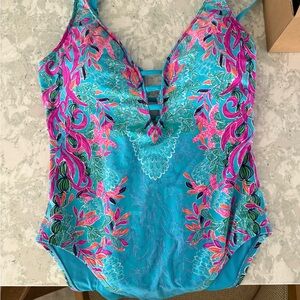 Lilly Pulitzer Blue and Pink One Piece Swimsuit